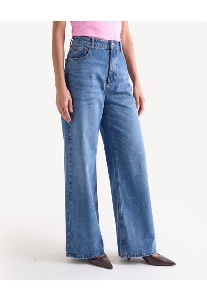Jean Wide Leg Tiro Medio  Para Mujer Azul Seven Seven