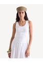 Vestido Rib Con Falda Popelina  Para Mujer Crudo Seven Seven de Seven Seven