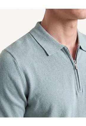 Polo Tricot Cuello Zipper  Para Hombre Verde Seven Seven