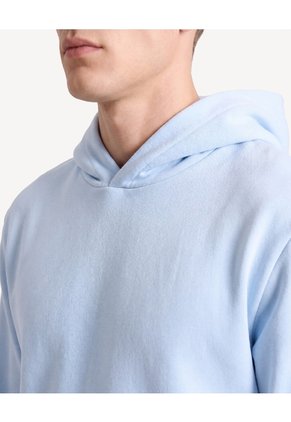 Buzo Hoodie Pesado Bolsillo Canguro Para Hombre Celeste Seven Seven