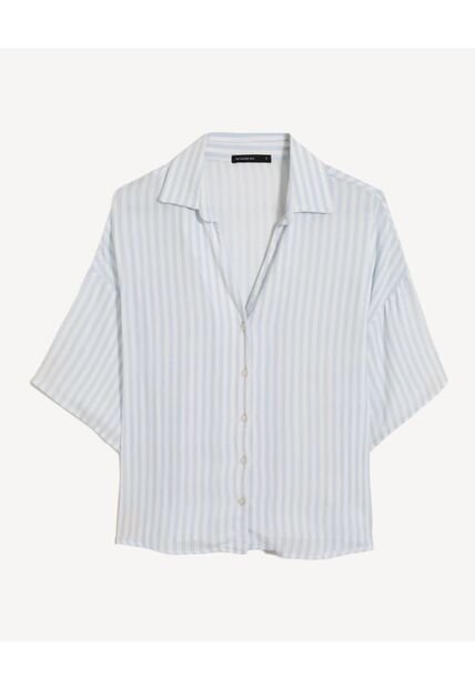 Blusa Camisera Holgada  Para Mujer Celeste Seven Seven