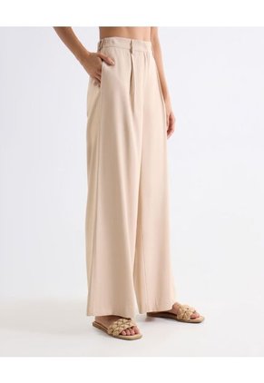 Pantalón Sastrero Encauchado Para Mujer Beige Seven Seven