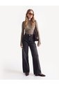 Jean Wide Leg Ruedo Desbaratado  Para Mujer Negro Seven Seven de Seven Seven