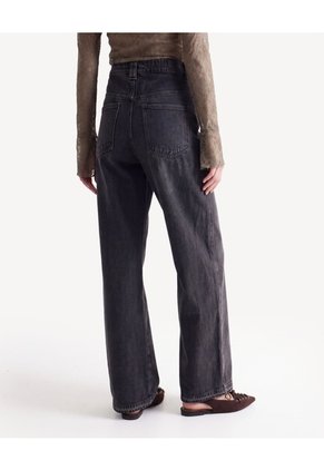 Jean Wide Leg Ruedo Desbaratado Para Mujer Negro Seven Seven
