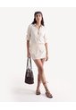 Skort Lino Bolsillos De Ribete  Para Mujer Beige Seven Seven de Seven Seven