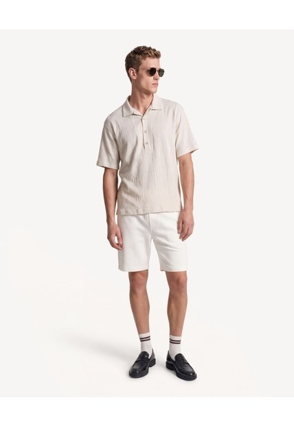 Camisa Resort Textura Rústica  Para Hombre Arena Seven Seven