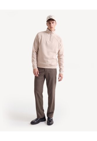 Buzo Boxy Cuello Alto Halfzipper  Para Hombre Beige Seven Seven Seven Seven