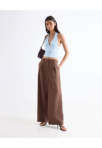 Pantalón Sastrero Encauchado  Para Mujer Taupe Seven Seven Seven Seven