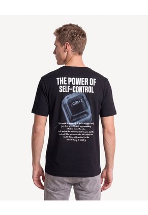 Camiseta Estampada Frontal Y Posterior  Para Hombre Negro Seven Seven