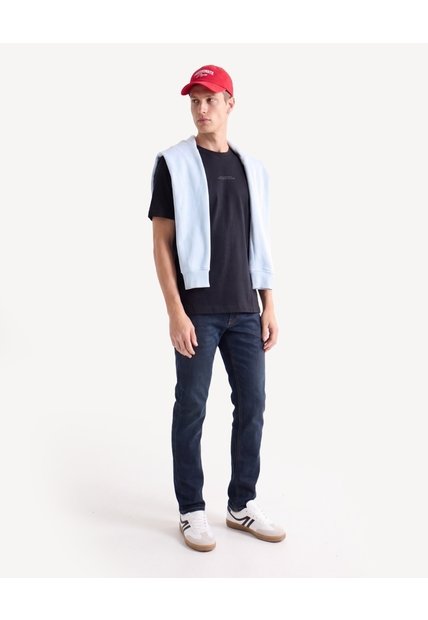 Camiseta Con Estampado Cuello Redondo  Para Hombre Negro Seven Seven