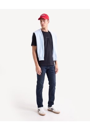 Camiseta Con Estampado Cuello Redondo Para Hombre Negro Seven Seven