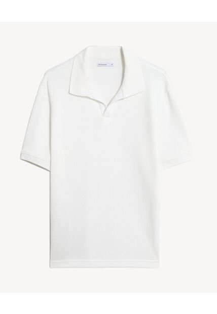Camisa Polo Regular Fit Texturizada  Para Hombre Blanco Seven Seven
