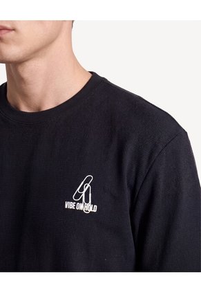 Camiseta Estampada Frontal Y Posterior  Para Hombre Negro Seven Seven