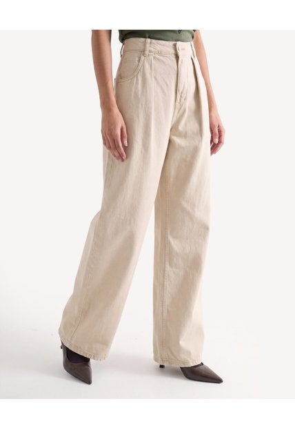 Jean Wide Leg Con Pinzas  Para Mujer Taupe Seven Seven