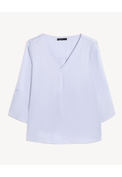 Blusa Cuello V Mangas Ajustables  Para Mujer Café Seven Seven