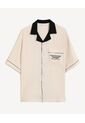 Camisa Boxy Estampada  Para Hombre Beige Seven Seven de Seven Seven