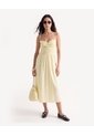 Vestido Midi Vichy Con Tiras  Para Mujer Amarillo Seven Seven de Seven Seven