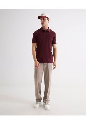 Polo Tejido Regular Fit  Para Hombre Vino Seven Seven