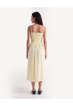 Vestido Midi Vichy Con Tiras  Para Mujer Amarillo Seven Seven
