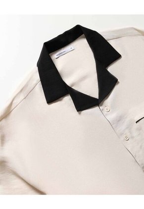 Camisa Boxy Estampada Para Hombre Beige Seven Seven