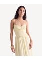 Vestido Midi Vichy Con Tiras  Para Mujer Amarillo Seven Seven de Seven Seven