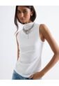Camiseta Cuello Alto Con Torsión  Para Mujer Blanco Seven Seven de Seven Seven