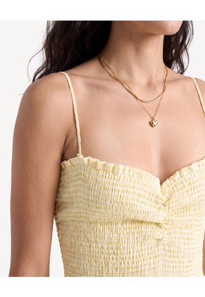 Vestido Midi Vichy Con Tiras  Para Mujer Amarillo Seven Seven