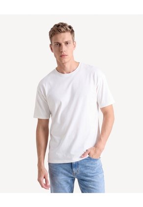 Camiseta Relaxed Fluida  Para Hombre Crema Seven Seven