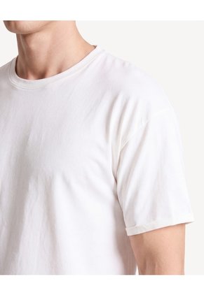 Camiseta Relaxed Fluida  Para Hombre Crema Seven Seven