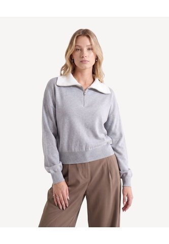 Saco Tejido Con Cuello Alto Moderno  Para Mujer Gris Seven Seven Seven Seven