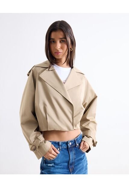 Chaqueta Trench Corta  Para Mujer Camel Seven Seven