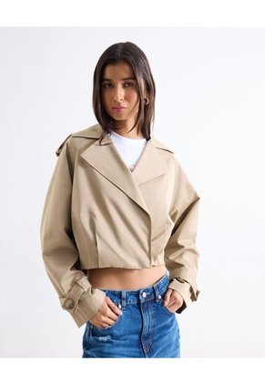 Chaqueta Trench Corta Para Mujer Camel Seven Seven