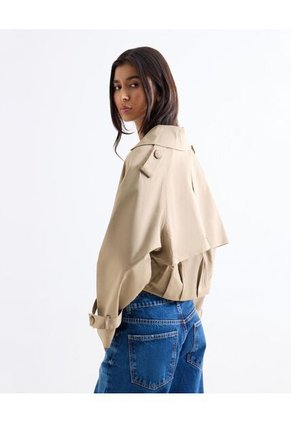 Chaqueta Trench Corta Para Mujer Camel Seven Seven