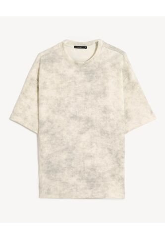 Camiseta Oversize De Efecto Lavado  Para Hombre Beige Seven Seven Seven Seven