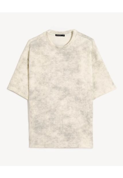 Camiseta Oversize De Efecto Lavado  Para Hombre Beige Seven Seven