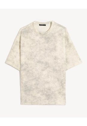 Camiseta Oversize De Efecto Lavado Para Hombre Beige Seven Seven