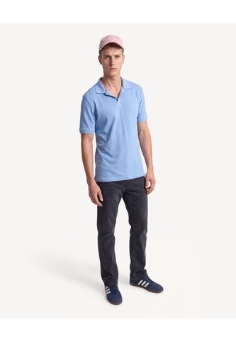 Polo Cuello Abierto Tejido Pesado  Para Hombre Azul Seven Seven Seven Seven