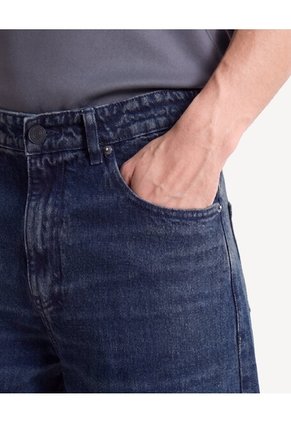 Jean Loose Rígido Tiro Medio  Para Hombre Azul Seven Seven