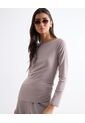 Camiseta Cuello Redondo Manga Larga  Para Mujer Taupe Seven Seven de Seven Seven