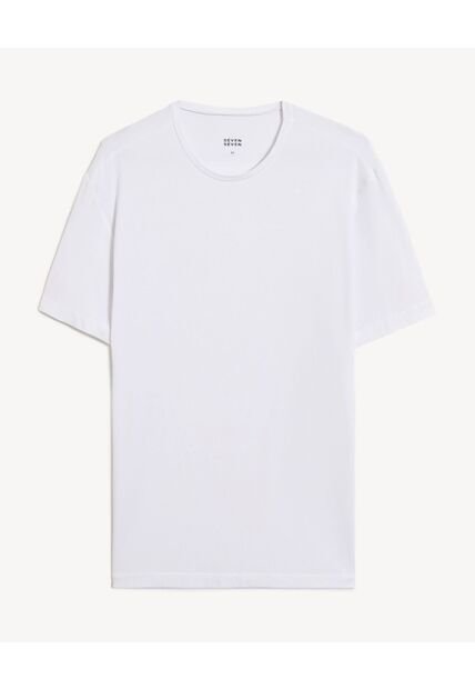 Camiseta Slim Fit Cuello Redondo  Para Hombre Blanco Seven Seven