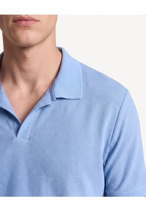 Polo Cuello Abierto Tejido Pesado  Para Hombre Azul Seven Seven