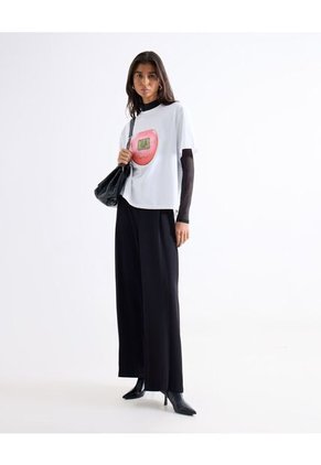 Pantalón Wide Leg Con Cinturón Para Mujer Negro Seven Seven