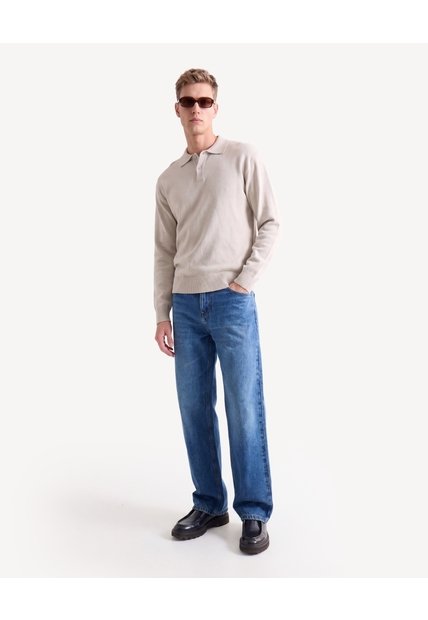 Saco Polo Pechera Contrastante  Para Hombre Arena Seven Seven