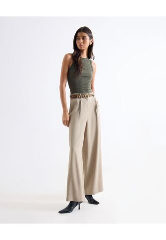Pantalón Sastrero Encauchado  Para Mujer Crema Seven Seven Seven Seven