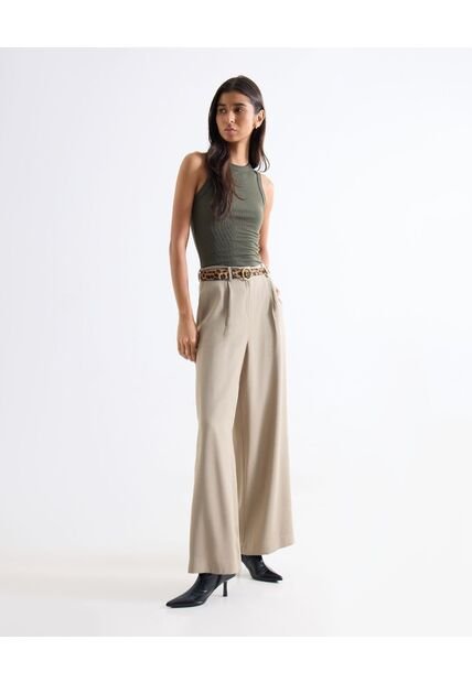 Pantalón Sastrero Encauchado  Para Mujer Crema Seven Seven