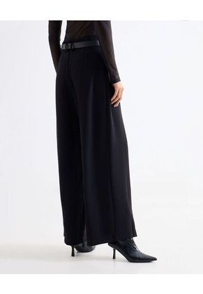 Pantalón Wide Leg Con Cinturón Para Mujer Negro Seven Seven