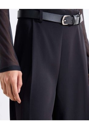 Pantalón Wide Leg Con Cinturón Para Mujer Negro Seven Seven