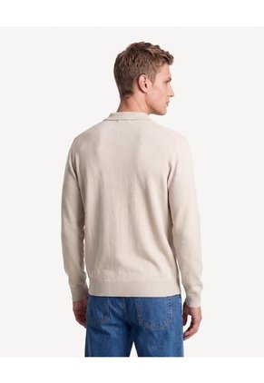 Saco Polo Pechera Contrastante  Para Hombre Arena Seven Seven