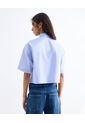 Camisa Cropped Rayas Manga Corta  Para Mujer Azul Seven Seven de Seven Seven