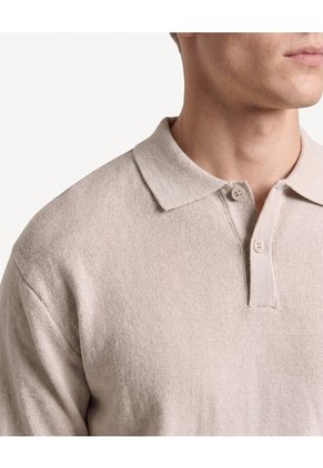 Saco Polo Pechera Contrastante  Para Hombre Arena Seven Seven